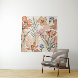 Terracotta Wildflower Rustic Boho Wall Hanging Tapestry