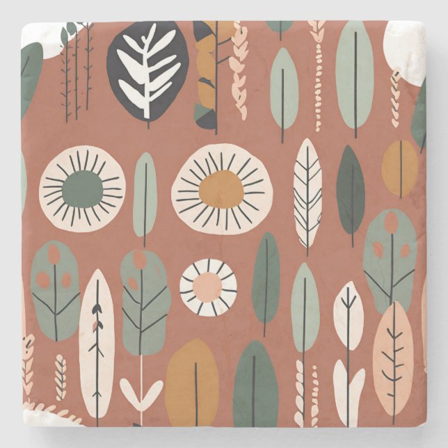 Terracotta Wildflower Rustic Spring Home Decor Stone Coaster (Front)
