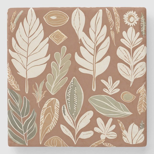 Terracotta Wildflower Rustic Spring Home Decor Stone Coaster (Front)