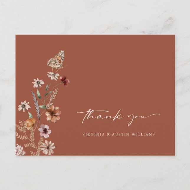 Terracotta Wildflower Thank You Postcard (Front)
