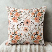 Terracotta Wildflower Throw Pillow Farmhouse Decor