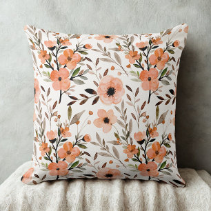Terracotta Wildflower Throw Pillow Farmhouse Decor