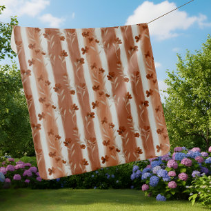 Terracotta Wildflower Vertical Stripe Boho Pattern Baby Blanket