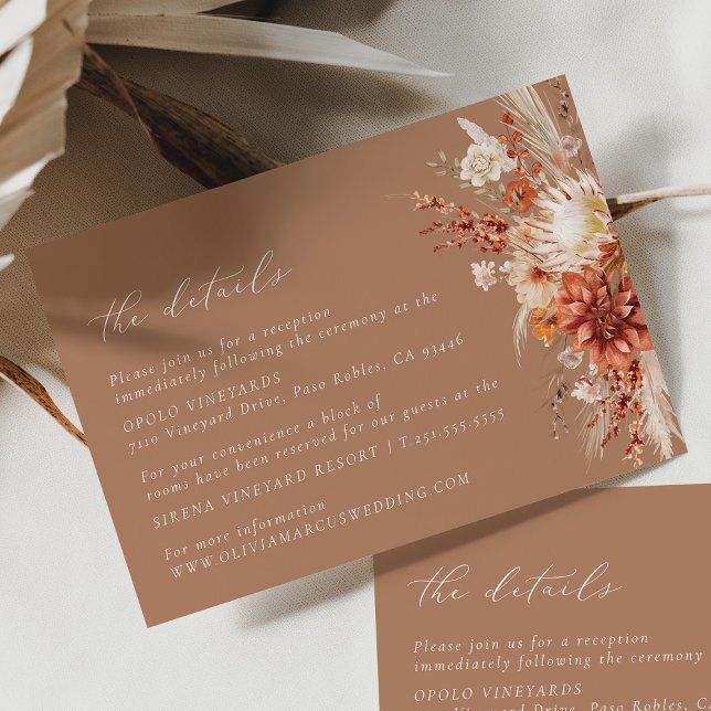 Terracotta Wildflower Wedding Details Card (Creator Uploaded)