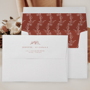 Terracotta Wildflower Wedding Envelope