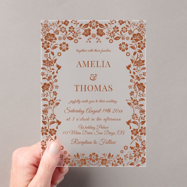 Terracotta Wildflower Wedding Invitation (Insitu (Handheld))