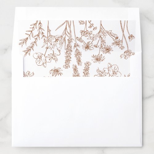 Terracotta Wildflower Wedding Invitation Envelope Liner