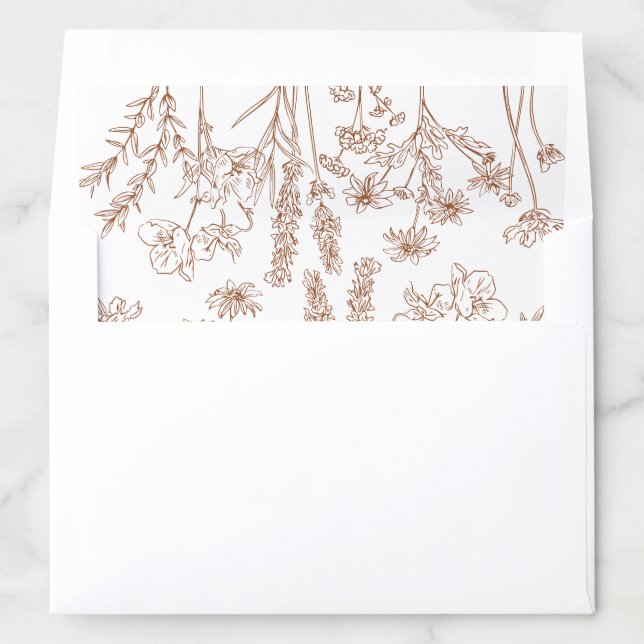 Terracotta Wildflower Wedding Invitation Envelope Liner (In Envelope)