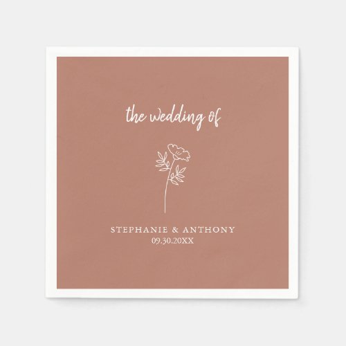 Terracotta Wildflower Wedding Napkins