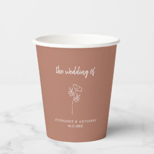 Terracotta Wildflower Wedding Paper Cups