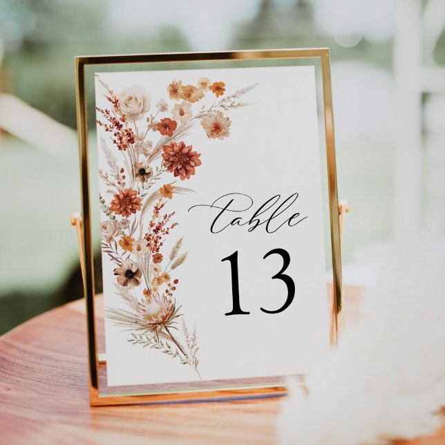 Terracotta Wildflower Wedding Table Numbers (Creator Uploaded)