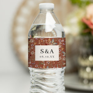 Terracotta Wildflower Wedding Water Bottle Label