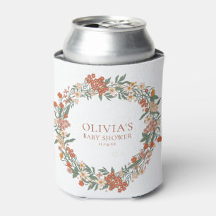 Terracotta Wildflower Wreath Sage Baby Shower Can Cooler
