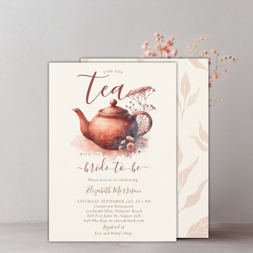 Terracotta Wildflowers Art Pot Bridal Tea Shower Invitation