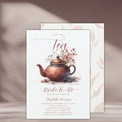 Terracotta Wildflowers Boho Chic Bridal Tea Shower Invitation