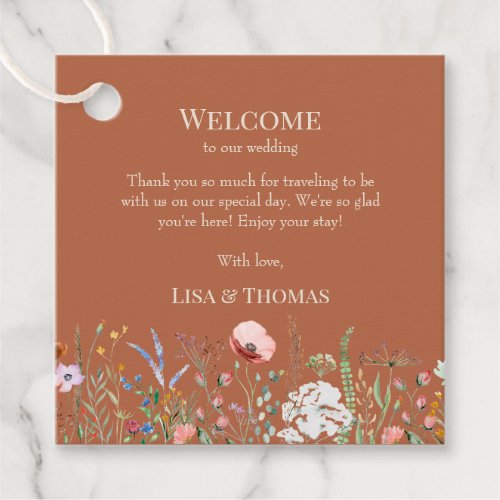 Terracotta Wildflowers Meadow Welcome Gift Tag