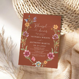 Terracotta Wildflowers Rehearsal Dinner Invitation