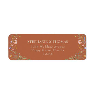 Terracotta Wildflowers Return Address Label