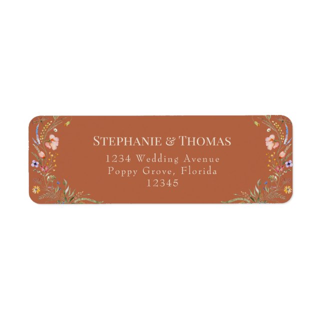 Terracotta Wildflowers Return Address Label (Front)