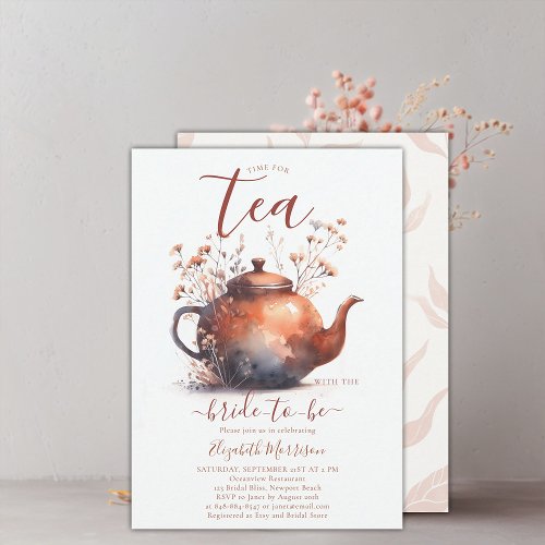 Terracotta Wildflowers Rustic Bridal Tea Shower Invitation