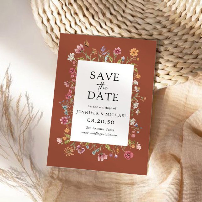Terracotta Wildflowers Save The Date Cards (Creator Uploaded)