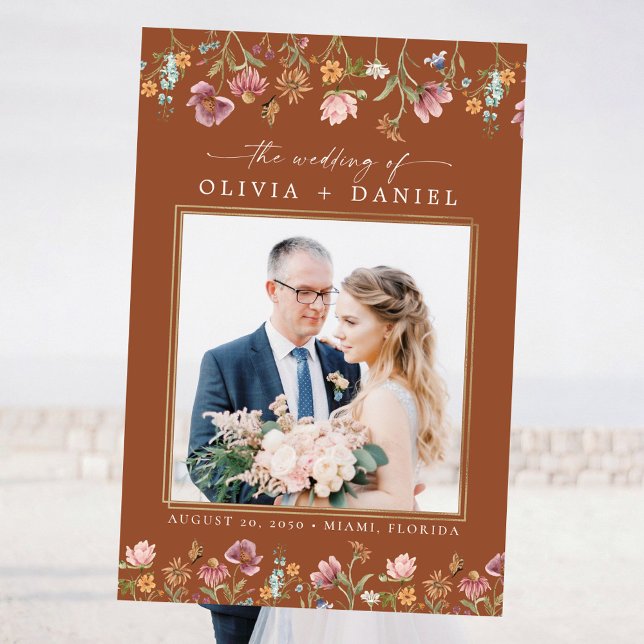 Terracotta Wildflowers Wedding Ceremony Photo Prop Foam Board (Creator Uploaded)