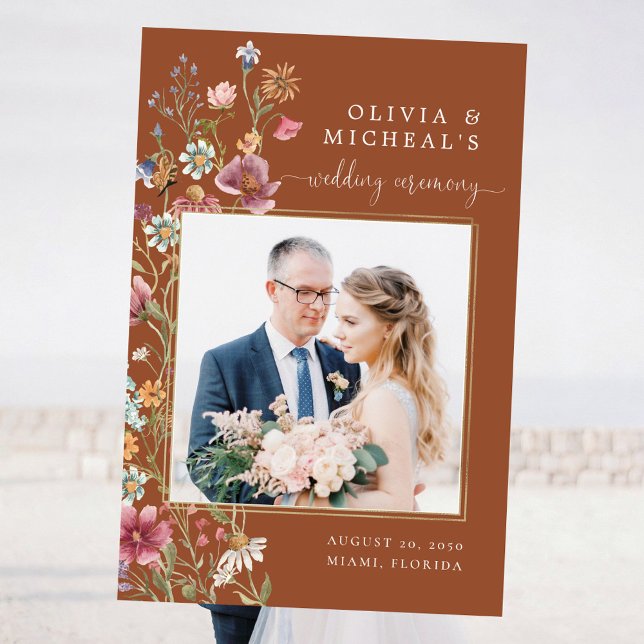 Terracotta Wildflowers Wedding Ceremony Photo Prop Foam Board (Creator Uploaded)