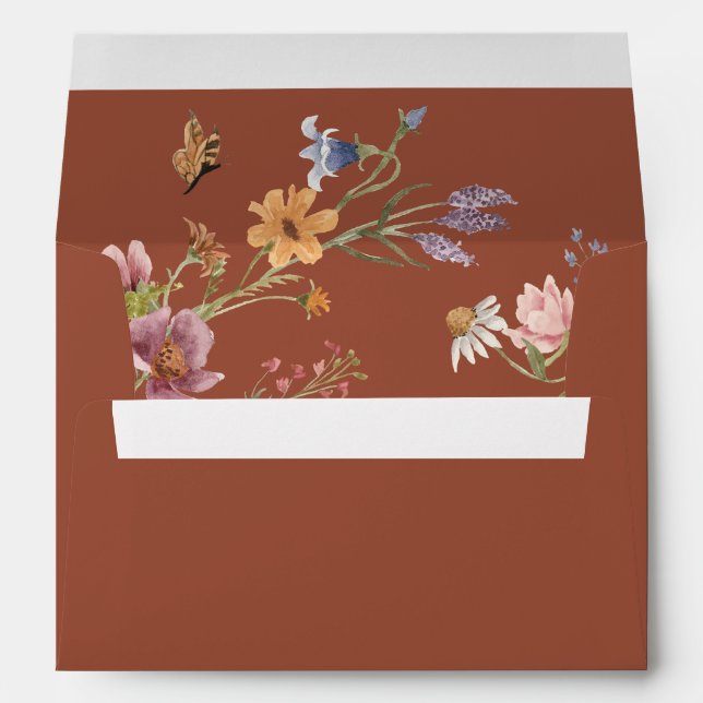 Terracotta Wildflowers Wedding Envelope (Back (Bottom))