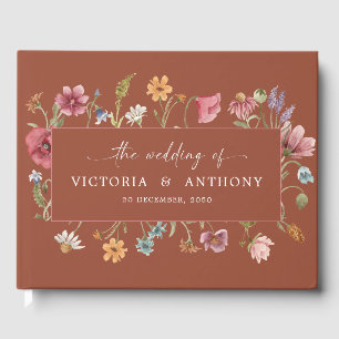 Terracotta Wildflowers Wedding Guest Book