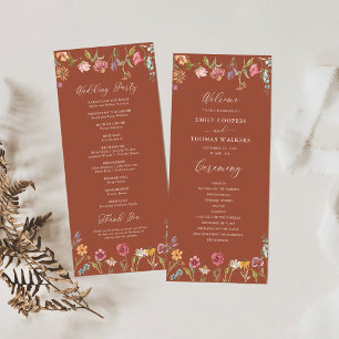 Terracotta Wildflowers Wedding Program