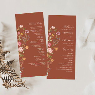 Terracotta Wildflowers Wedding Program