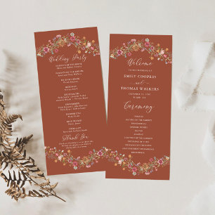 Terracotta Wildflowers Wedding Program
