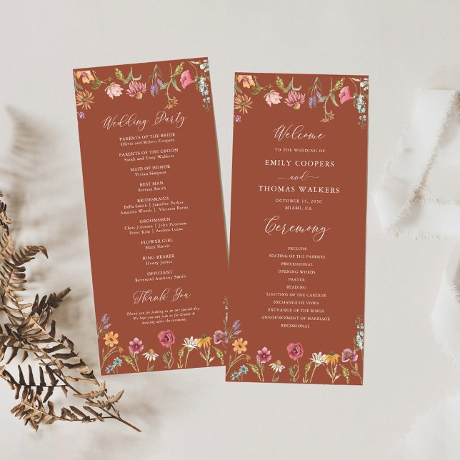 Terracotta Wildflowers Wedding Program (Creator Uploaded)