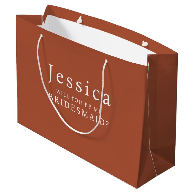Terracotta Will You Be My Bridesmaid Proposal Large Gift Bag (Back Angled)