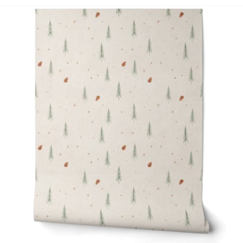 Terracotta Woodland Christmas Peel and Stick Wallpaper