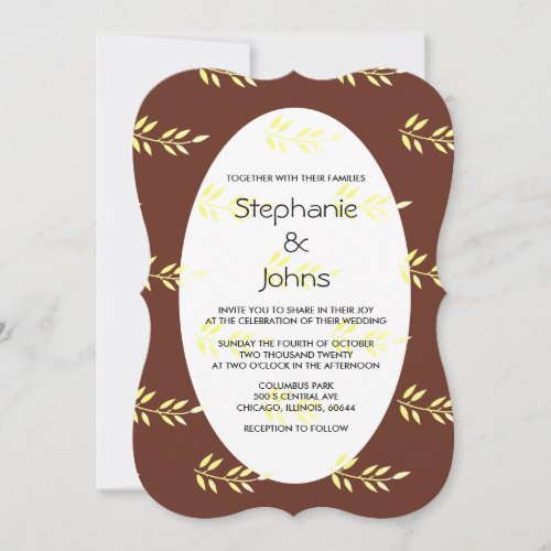 Terracotta Yellow Leaves Art Wedding Boho Cool Invitation