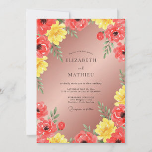 Terracotta Yellow Poppy Wedding Invitation