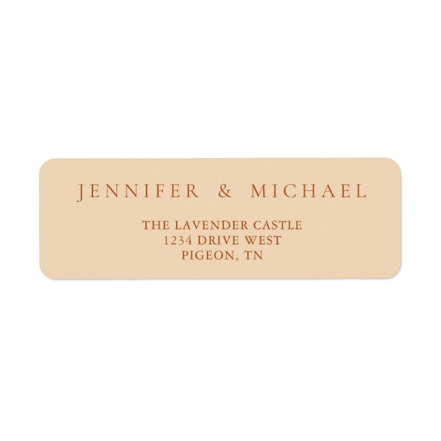 Terracotta Yellow Tone Simple Minimalistic Wedding Label (Front)