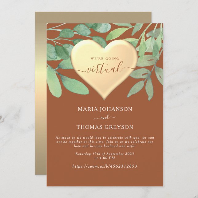 Terracotta Zoom Wedding Invitation (Front/Back)