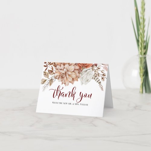 Terracottal Autumn Fall Floral Thank You Card