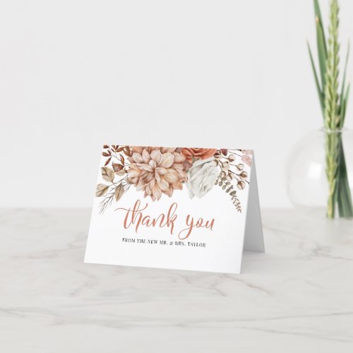 Terracottal Autumn Fall Floral Thank You Card