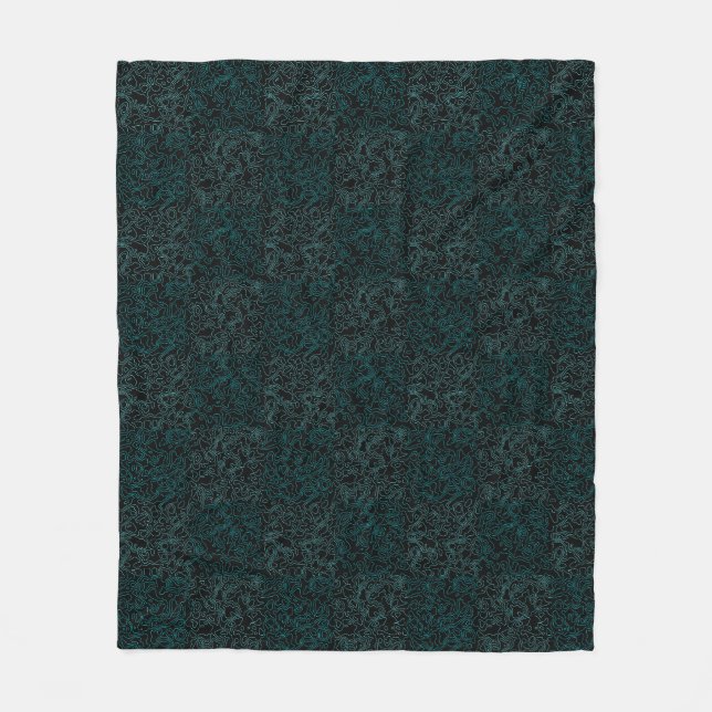 Terrain Pattern Green 01bx4.Black Fleece Blanket (Front)