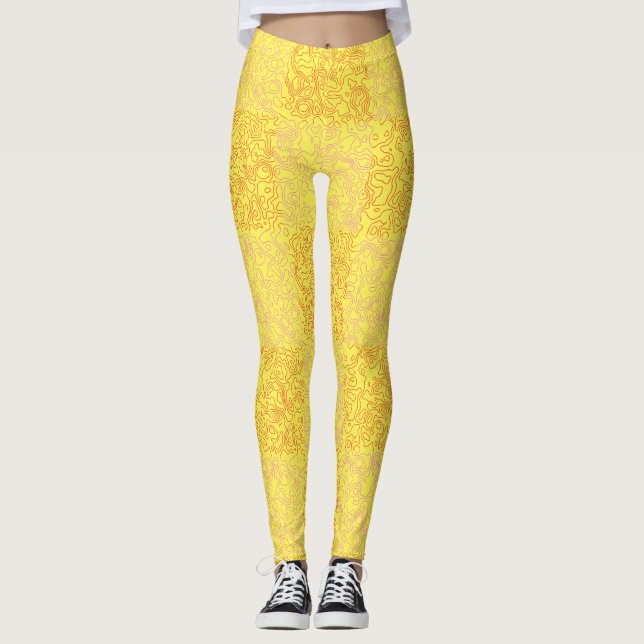 Terrain Pattern Red 01x4B Black BG Leggings (Front)