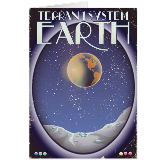 Terran 1 System Earth sci-fi travel poster Cards (Front)