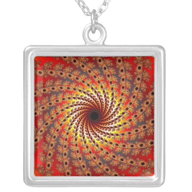 Terrapin Spin Fractal Art Silver Plated Necklace (Front)