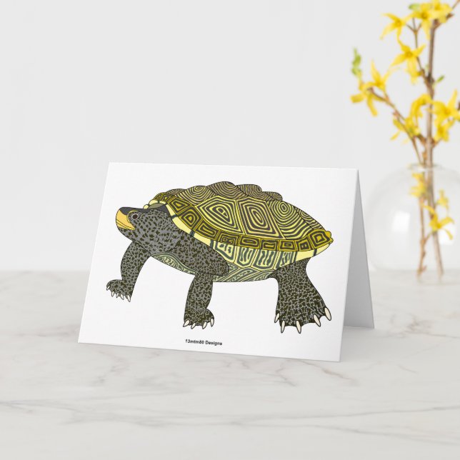 Terrapin (white) - Greeting Card (Yellow Flower)