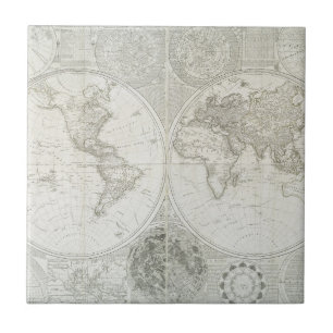 Terraqueous Globe by Samuel Dunn   1787 Ceramic Tile
