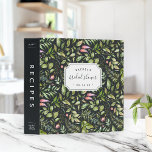 Terrarium Botanical Bridal Shower Recipe Binder<br><div class="desc">Collect recipes for the bride to be and organize them in this pretty floral binder with tons of personalization options! Chic off-black binder features a pattern of tropical fern foliage, green leaves and pink flowers. Customize the front with the bride to be's name and shower date, and add customization to...</div>