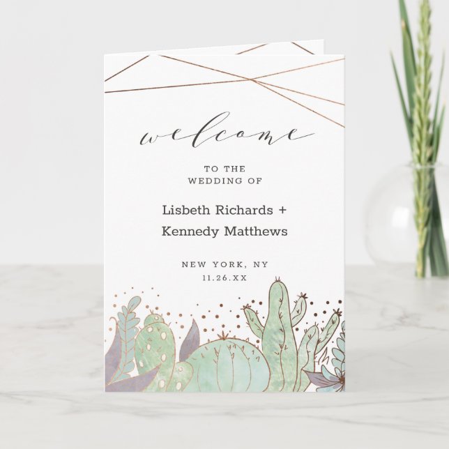 Terrarium Cactus & Succulents Wedding Ceremony Program (Front)