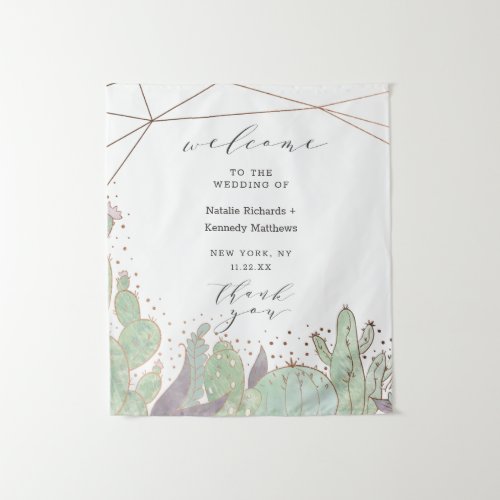 Terrarium Cactus  Succulents Wedding Welcome Tapestry